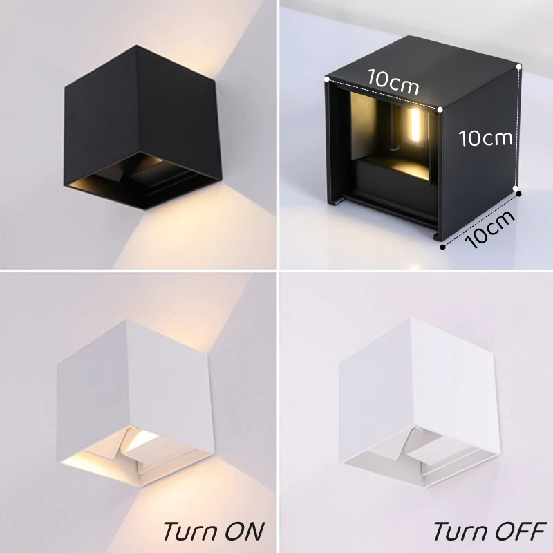 Outdoor RGB LED Wall Lamp 9W Cube Adjustable Waterproof IP65 Garden Sconce Balcony Bedroom Stair Wall Lighting Fixture AC85-265V