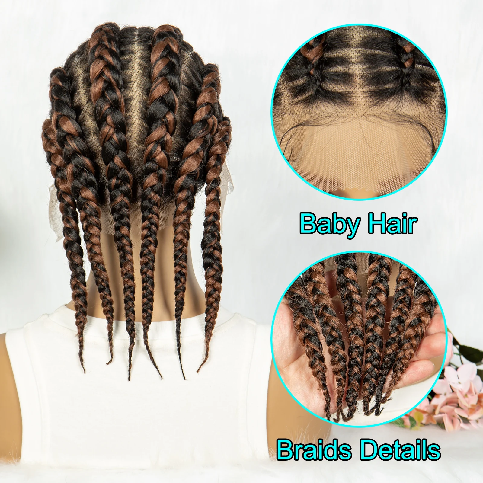 KIMA Full Lace Cornrow Box Braided Wig Synthetic Lace Front Wigs for Africa Women Men Braids Wig with Baby Hair Braiding Wigs lace front wig lace wigs womens synthetic wigs synthetic wigs
