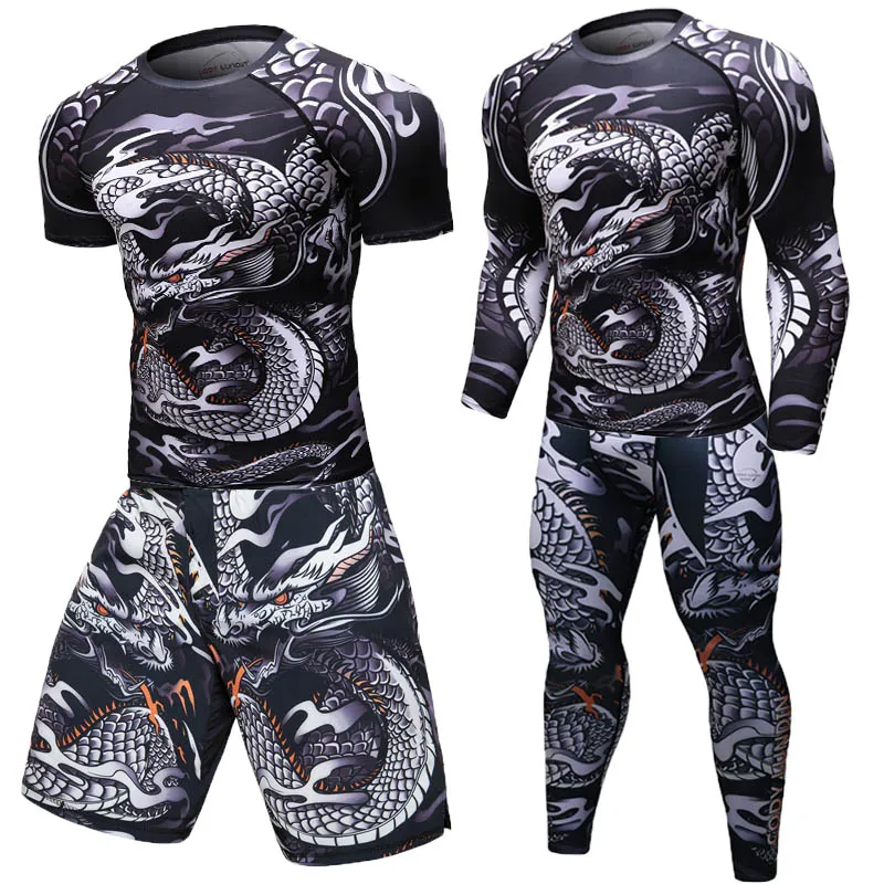 Männer Mma Compression Sportswear Boxen Muay Thai Hemd Gym Fitness Strumpfhosen Shorts Laufsport Set Workout Kleidung Trainingsanzug