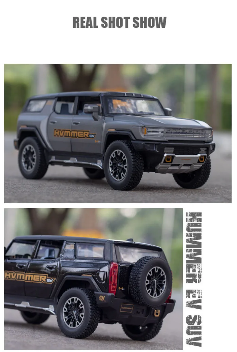 1:32 Gmc Hummer Ev Suv Alloy Car Model Diecasts Metal Off-Road Vehicles Sound Light Open And Closed Canopy Toy Model Kids Gift