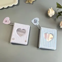 Mini Photo Album 36 Pockets, 3 Inch Kpop Photocard Holder Book Small Photocard Binder, Love Heart Hollowed Out Shape, Blue Pink 1