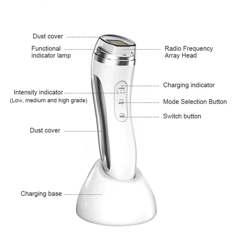 Skin Care Device Radio Frequency Facial Rejuvenation Machine Face Skin Lift Wrinkle Removal Massage Spa Beauty Device With Changeable Nozzle