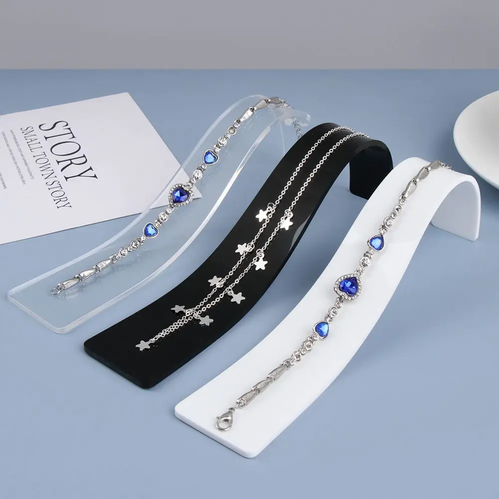 Sfc053f91b8af490ea6a79a979e28760bB Curved Shape Portable Show Case Exhibitor Desktop Storage Watch Display Jewellry Stand Bracelet Holder Necklace Organizer