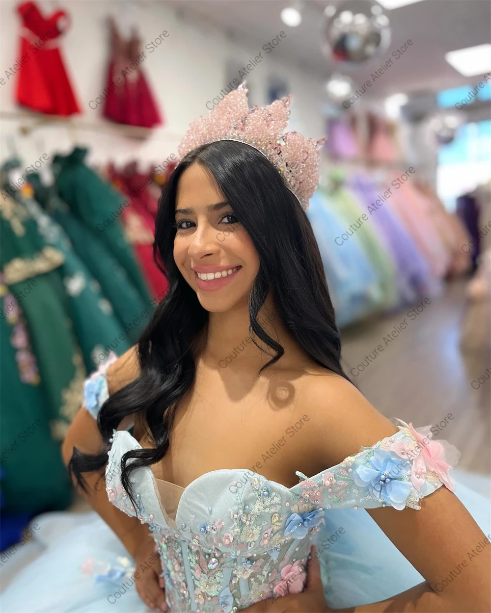 Delicate Baby Blue Quinceanera Dresses Beaded Lace Appliques Birthday Ball Gown With Bow vestidos de 15 a&ntilde;os Customized