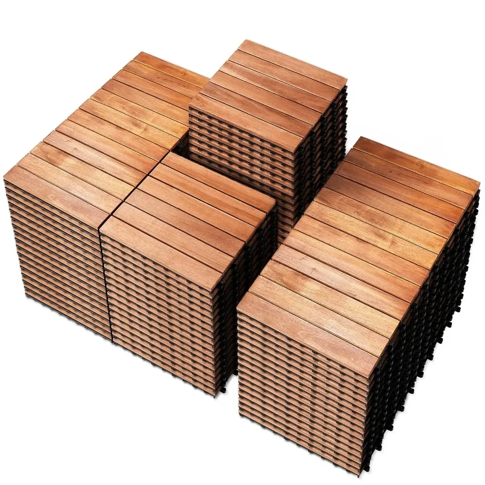 Garden flooring solid Acacia Wood interlocking terrace deck-12 "x 12" indoor and outdoor waterproofing flooring