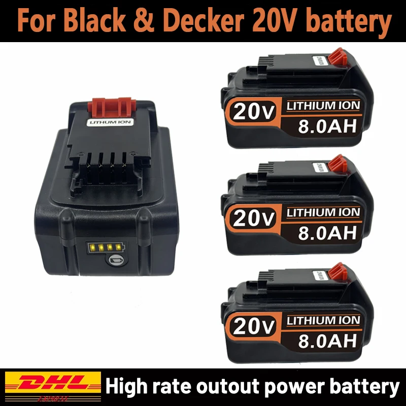 แบตเตอรี่ Black & Decker 20V รุ่น BL2018 LST220 LB2X4020 LBXR20 LB20 LBX20 สำหรับเครื่องมือไร้สาย 18V 3.0Ah แบตเตอรี่เครื่องมือไฟฟ้า 1