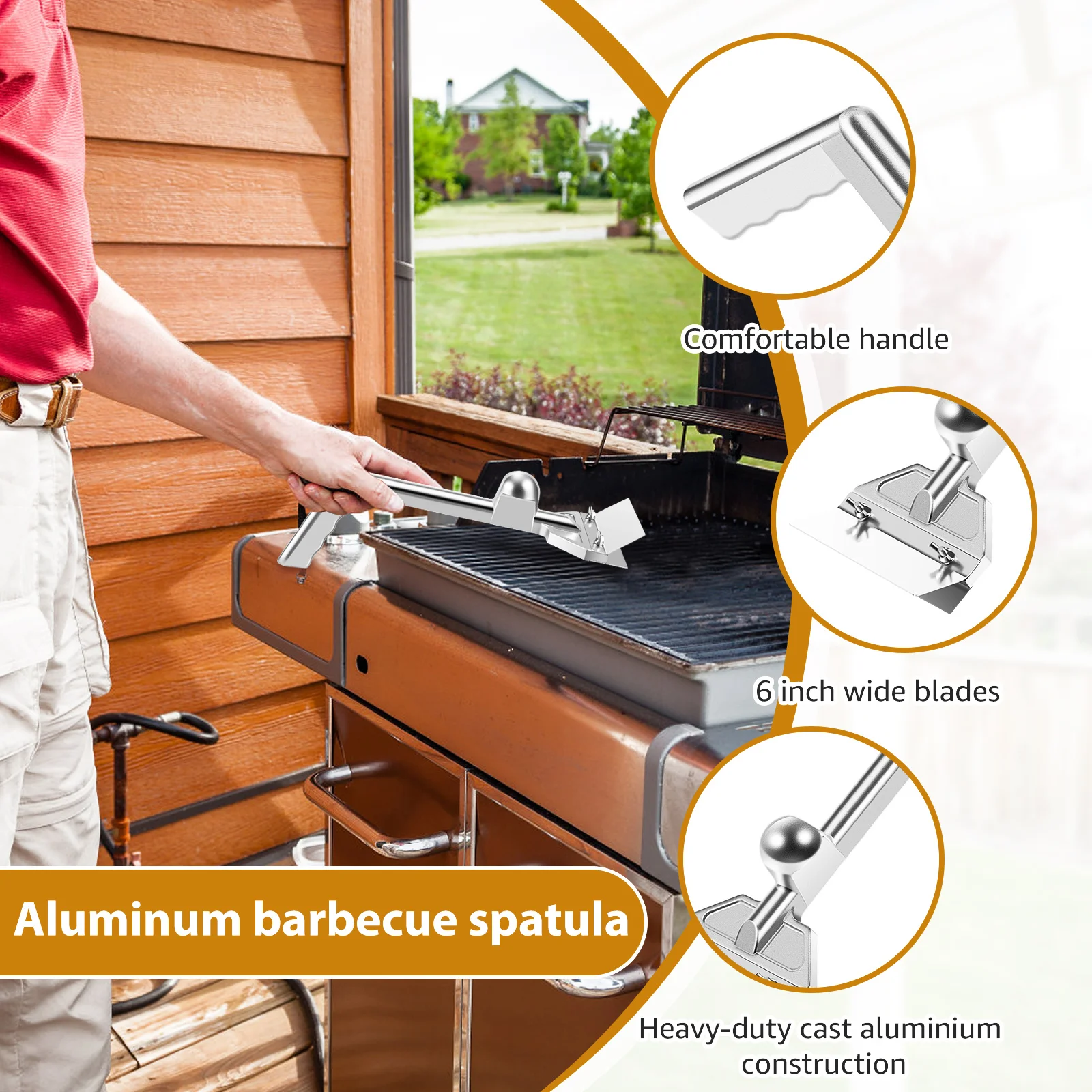 Grill Scraper Aluminum Alloy Griddle Scraper Rustproof Barbecue Grill Cleaning Tool Anti Scald Tool for Restaurant