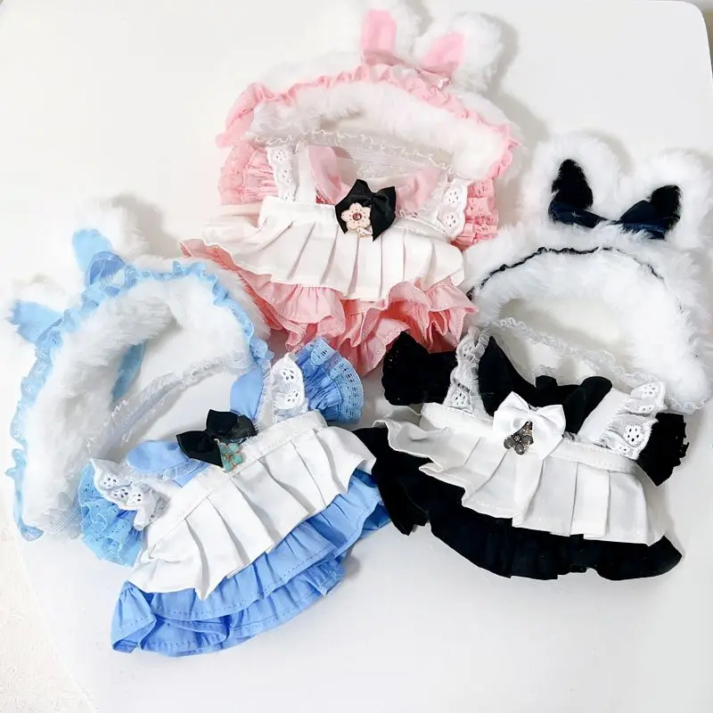 Black Angel Maid Suit 20cm Idol Doll Clothes for Star Cotton Dolls Accessories Non-attribute Doll Replacement Toy 3