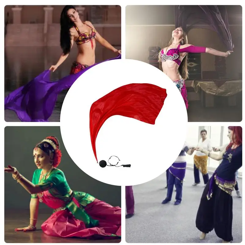 rotating Chiffon Veil Women Belly Dance Veil Streamer Stage Props Belly Dance Thrown Ball Accessories for Stage show