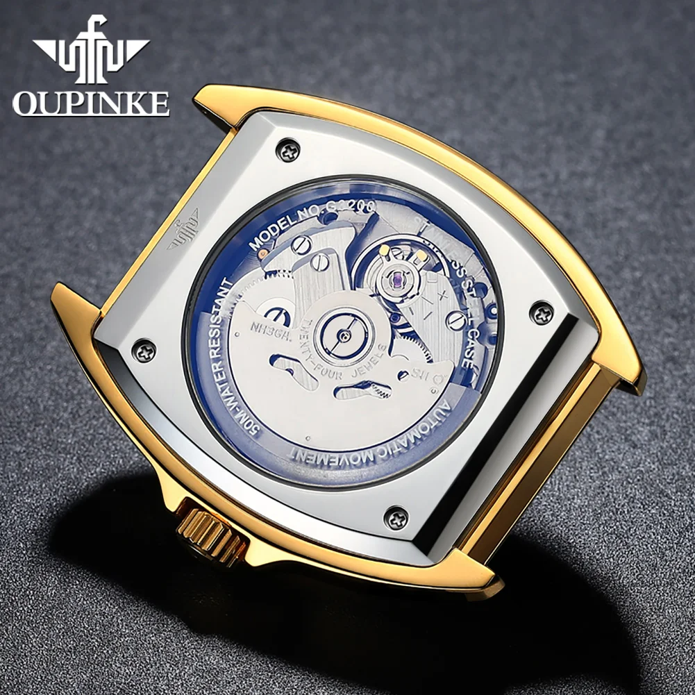 OUPINKE Automatic Mechanical Men's Watch Diamond Mirror Surface Top Luxury Valuable Original Men's Brand Waterproof Watch