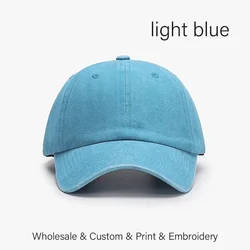 Custom Logo Retro Baseball Cap with DIY Embroidery Design - Sleekton - Buy 11-24 Pcs (Light blue)