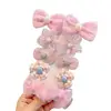 28TD 10PCS Girls Hair Clip Set Bowknot Fabric Hairpins Hairstyle Accessories Lovely Flower Summer Hair Barrettes Toddler Gift