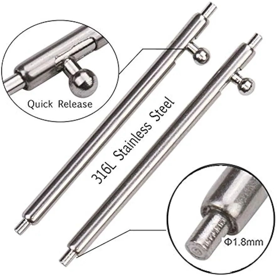 20-Pack Quick Release Watchband Spring Bar Pins