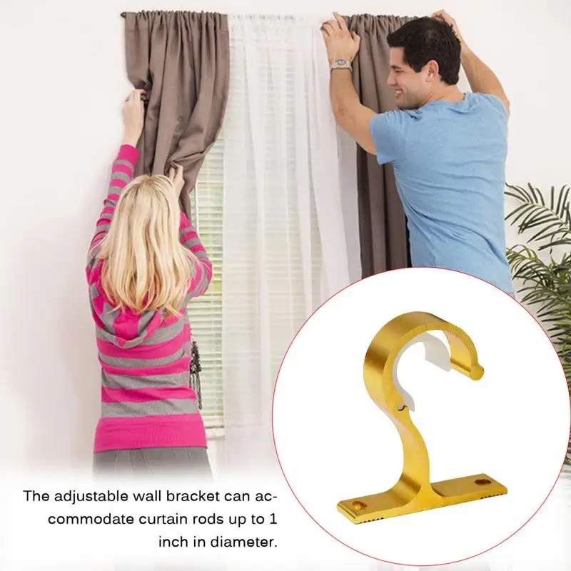 Curtains Rod Bracket Drapery Rod Sturdy Wall-Mounted Single Bracket Thicken Curtains Brackets Holders Drapery Sturdy