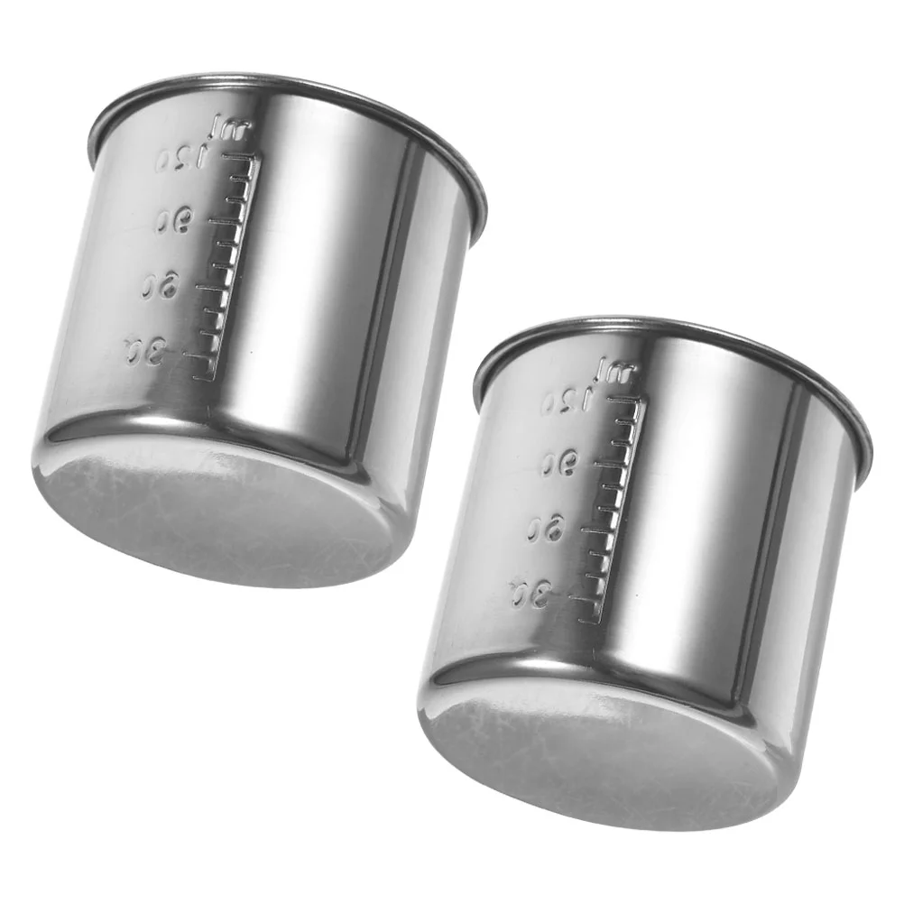 

2 Pcs Household Measuring Cup Metal Cups Stainless Steel Multipurpose Container