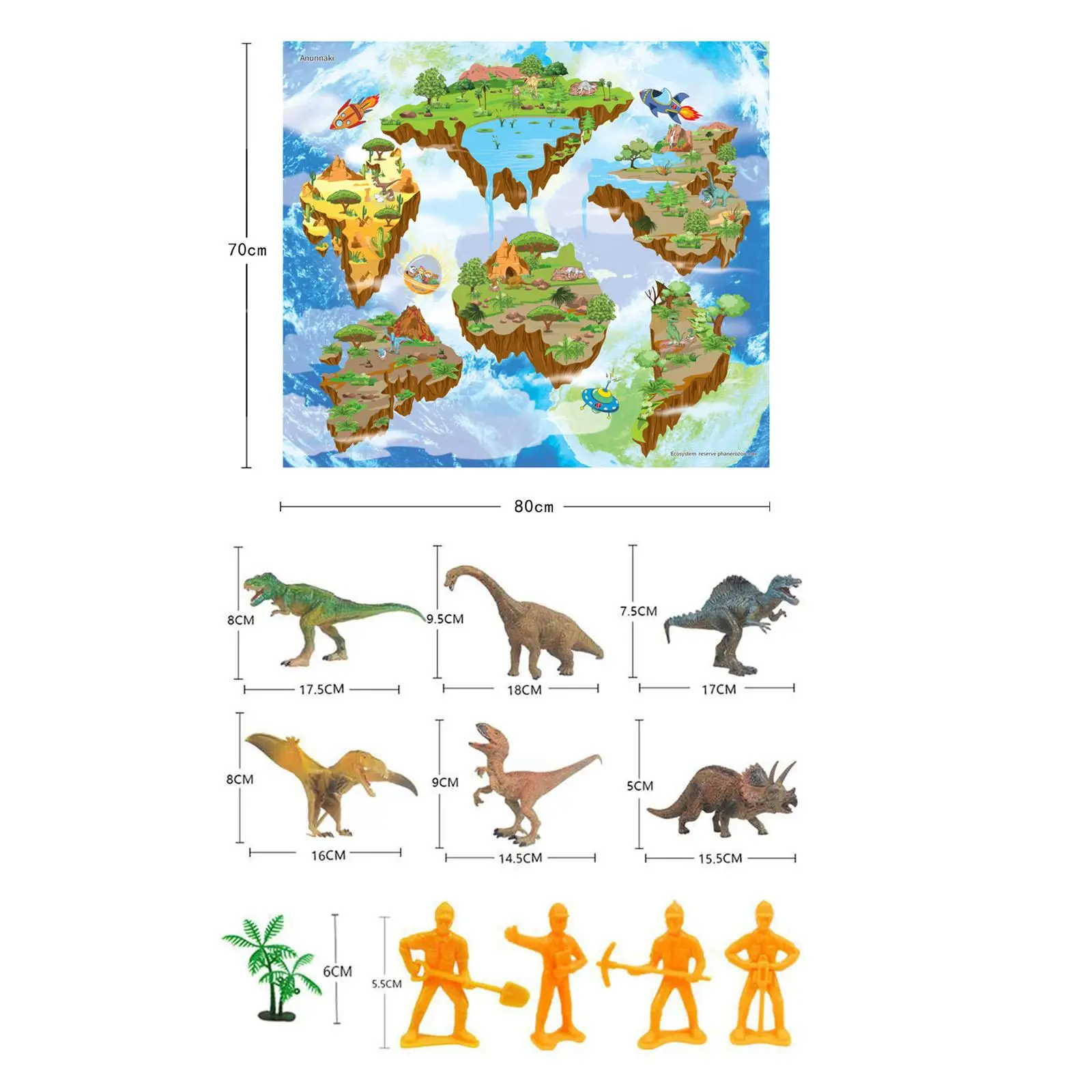17x Realistic Dinosaur Figures Set with Mat Dinosaur Toy Play Kits for Boy