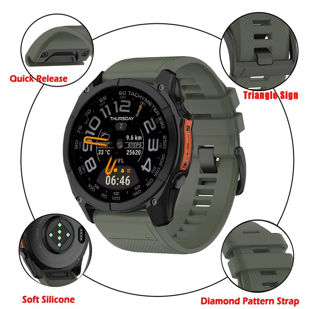 Official QuickFit Silicone Strap - Universal 26mm/22mm Adjustable Band, Unisex Replacement Bracelet