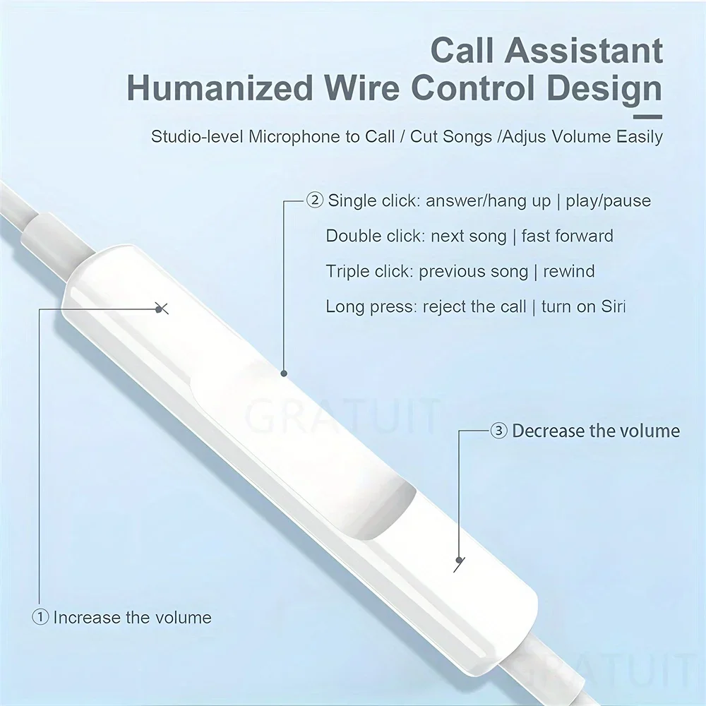 Wired Headphones With Microphone,  For IPhone, IPod, IPad, Lightweight Headphones With Volume Control 6.35mm Headphone Jack 4