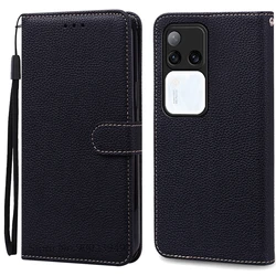 Leather Flip Wallet Case with Stand Feature for Vivo V30 5G (Black)