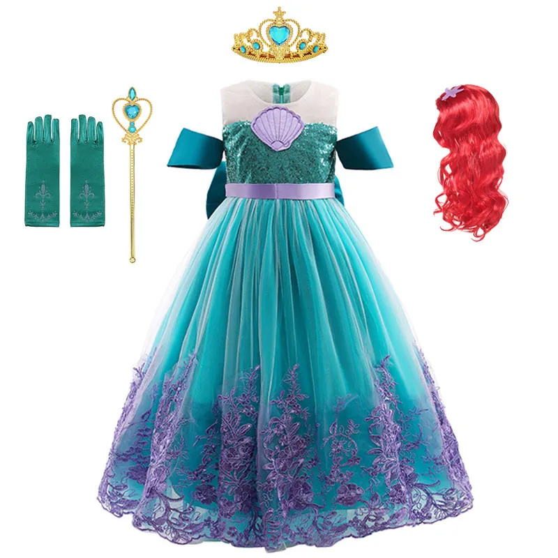 

Girl Ariel Dress Kids Christmas The Little Mermaid Costume Kids Halloween Fancy Costume Children Carnival Birthday Party Clothes