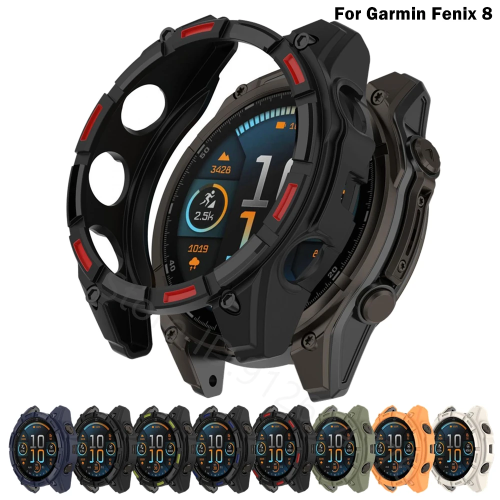 Watch Screen Protector Case Apple Watch Screen Protector Case Watch Case Watch Protective Case Watch Cover Watch Protective Cover TPU Protective Case Bumper Protective Case Silicone Protective Cover For Garmin Fenix 8 51mm 47mm 43mm Soft TPU Protection Case For Garmin Fenix 8 Bumper Shell Accessories