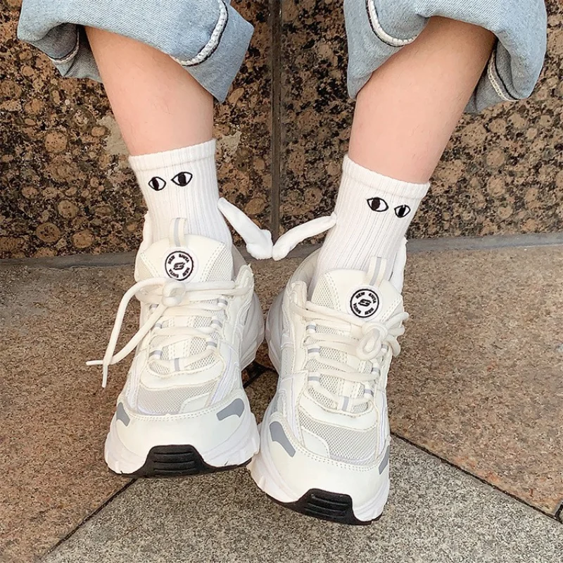 Magnetic Socks Creatiove Couple Socks Cartoon Couples Hosiery with Hand Simple Ins Style Long Clothes Accessories