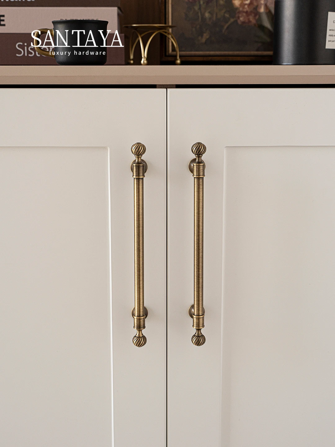 Santaya Brushed Antique Brass Handles Kitchen Cabinet Pull Wardrobe Dresser Drawer Knob Shell Handle Furniture Hardware