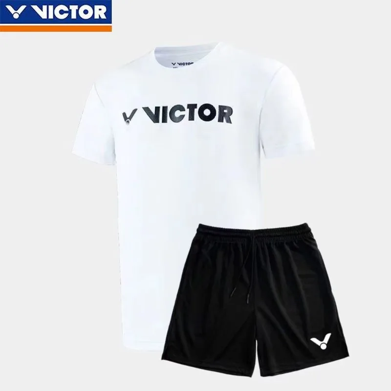 VICTOR New Trendy Men and Women Couples Badminton Set Quick-drying Breathable Sports Competition Training Top Shorts