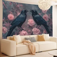 พรมลายอีกาและดอกกุหลาบที่หรูหรา - เหมาะสำหรับห้องนั่งเล่น ห้องนอน ตกแต่งสำนักงาน |   ของขวัญสร้างสรรค์ในอุดมคติ เหมาะสำหรับทุกโอกาส สวยงาม 2