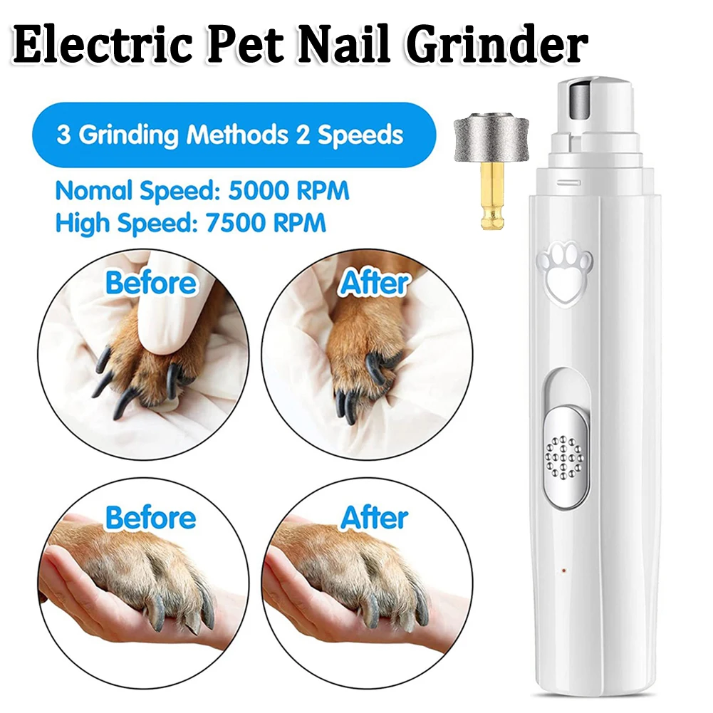 Electric Dog Nail Grinder Pet Nail Clipper USB Rechargeable Pet Trimmers Painless with Polisher Wheel for Small/Large Pets pet nail clipper pet nail grinder