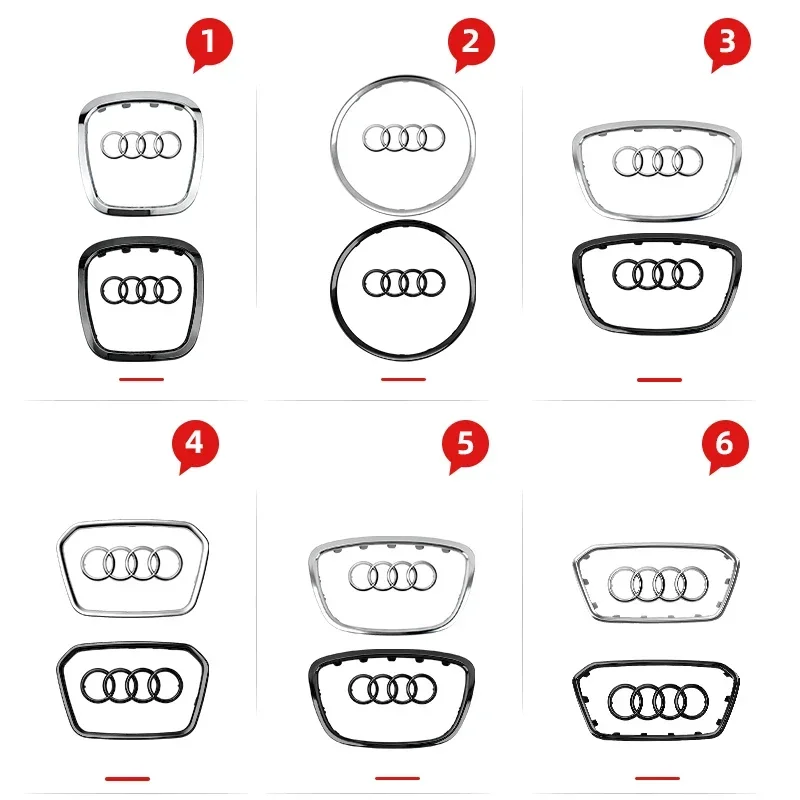 For Audi A3 A4 B8 8P B9 8V A5 A6 C7 A7 Q3 Q5 Q7 Automobile Steering Wheel Bright Frame Strip Electroplated Car Sticker automobile steering wheel sticker