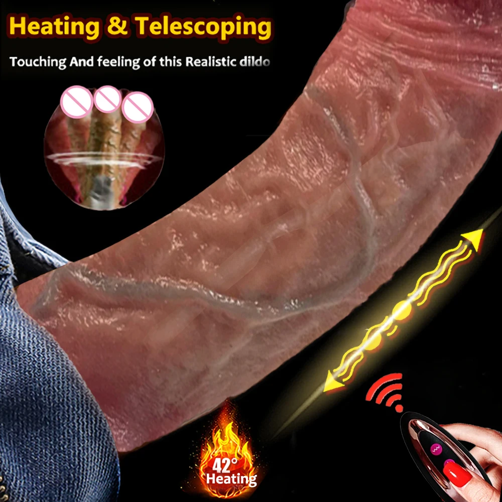 Big Telescopic Realistic Vibrating Dildo Vibrator Heating Thrusting Dildo Sex Toy G-spot Anal Stimulation Vibrating for Women