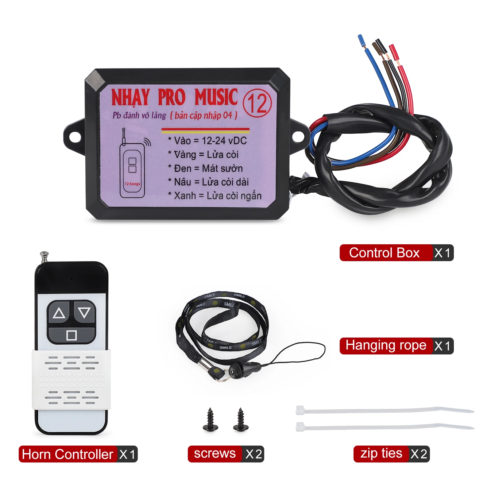 12 Tones 12-24V Nhay 3+ Pro Musical Horn Relay With Remote Control For Car Truck Van Motorcycle
