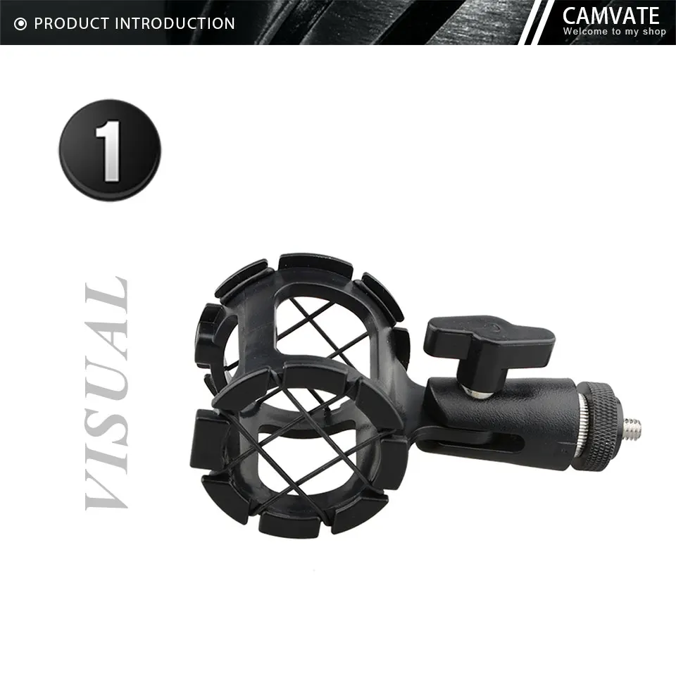 On-Camera Microphone Holder Bracket Clamp With 1/4" Thread Screw For DSLR Camera