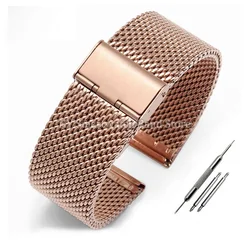 Stainless Steel Milanese Mesh Bracelet Replacement Wristband - 24mm (Rosegold)