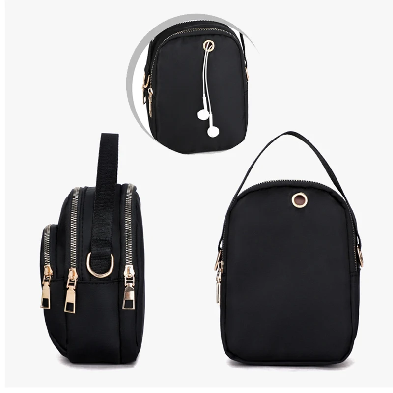 Fashion Women's Shoulder Bag Multifunctional Wallet Nylon Oxford Cloth Messenger Bag Zipper Mobile Phone Handbag Wrist Purse