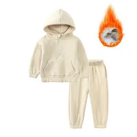 2024 Winter Warm Fleece Toddler Baby Boys Clothing Set Girls Tracksuit Hoodies Zipper Sweatshirts+Pants Clothes Kids Suit 2Pcs 3