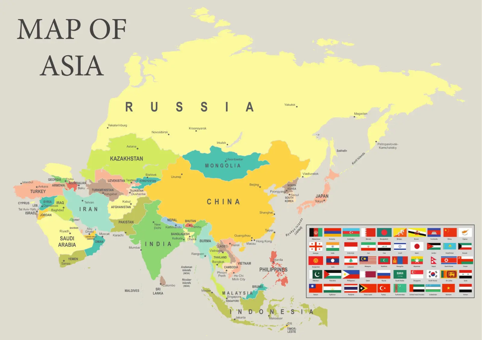 

Карта Азии, печать на холсте, плакат для гостиной, украшение для дома, Настенный декор, картина