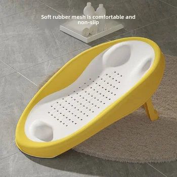 Foldable Baby Bath Seat - Non-Slip PP Shower Net Support, Ergonomic Backrest Design, Easy-Clean Christmas Gift for Toddlers 3