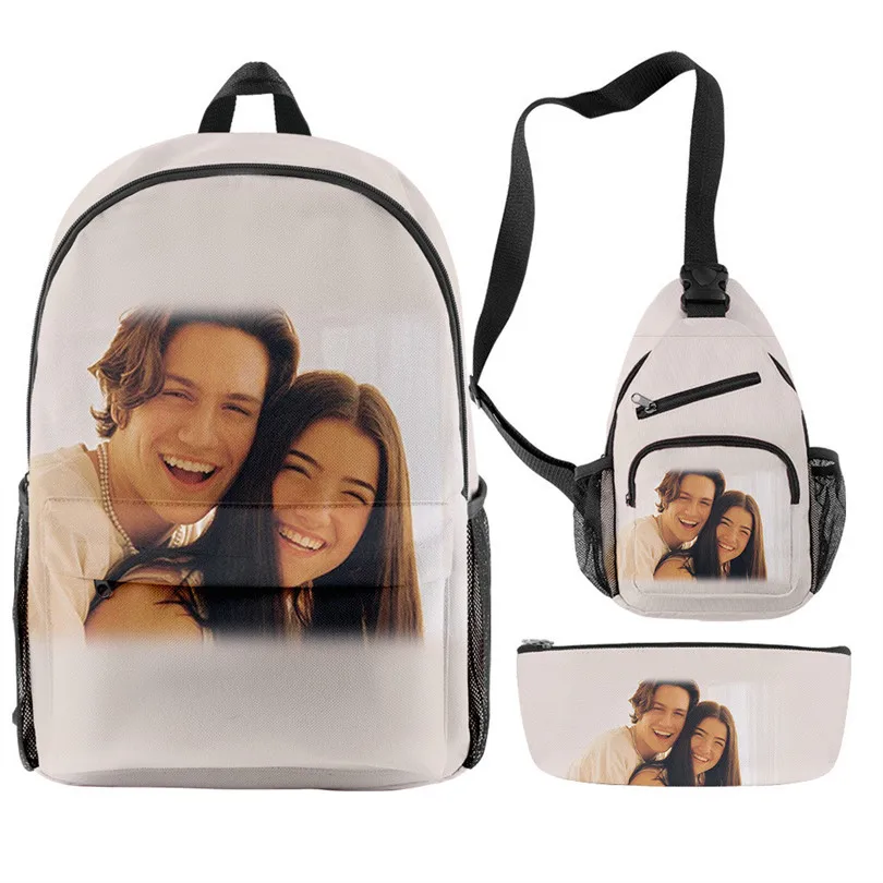 Classic Charli D'amelio Candy Color 3D Print 3pcs/Set pupil School Bags Trendy Travel Laptop Backpack Chest Bag Pencil Case