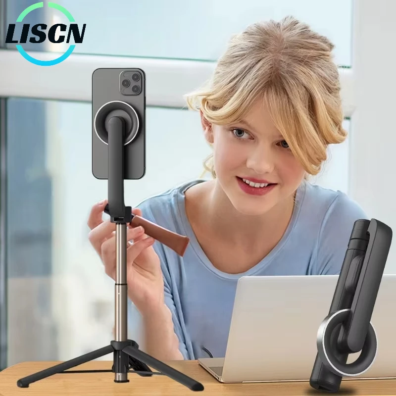Magnetic Selfie Stick Tripod With Wireless Remote For Iphone Magsafe_voghion.com