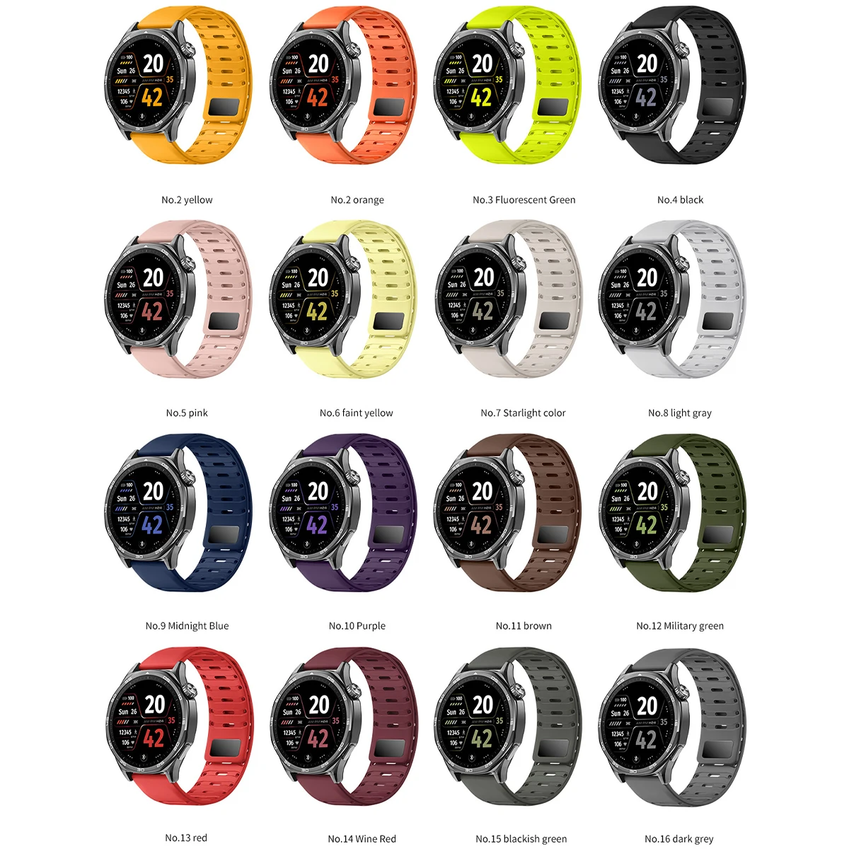 22mm Magnetic Silicone Watch Band, Black