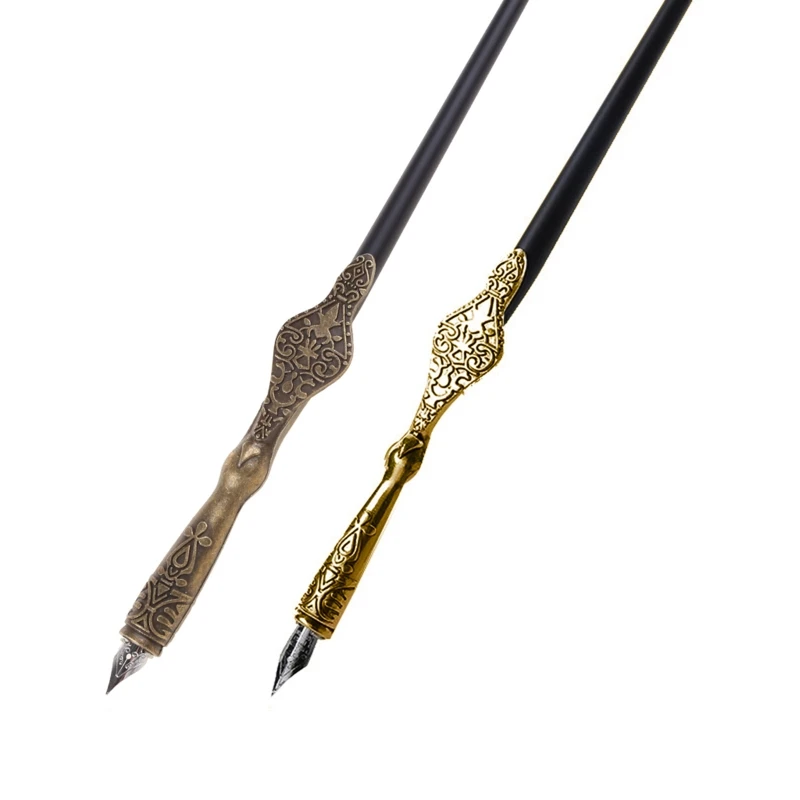 Dip Pen Set 1PC Metal Carved Craft Script Antique Dip Pen Oblique Calligraphy Pen Holder 77HA