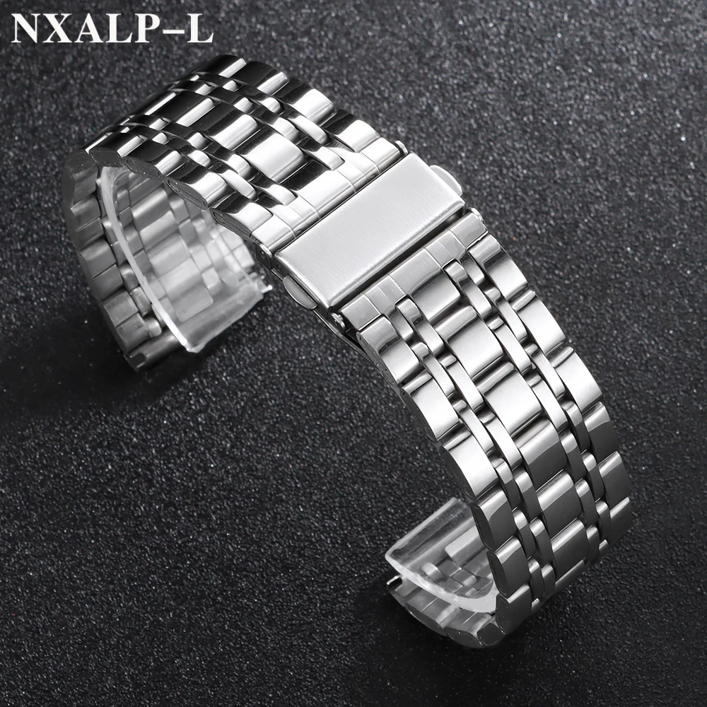 Polished Stainless Steel Universal Watch Strap Bracelet, 20mm/22mm