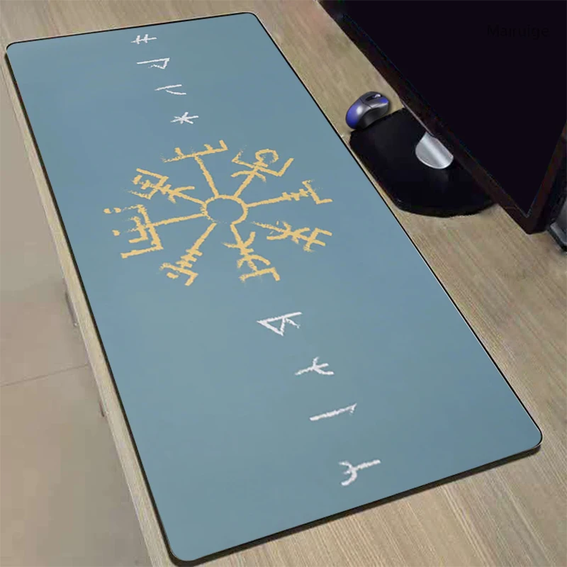 

Mairuige Viking Runic Large Gaming Mouse Pad Rubber Mouse Mat Computer Gamer Mousepad Table Cover Desk Mat Locking Edge for LOL