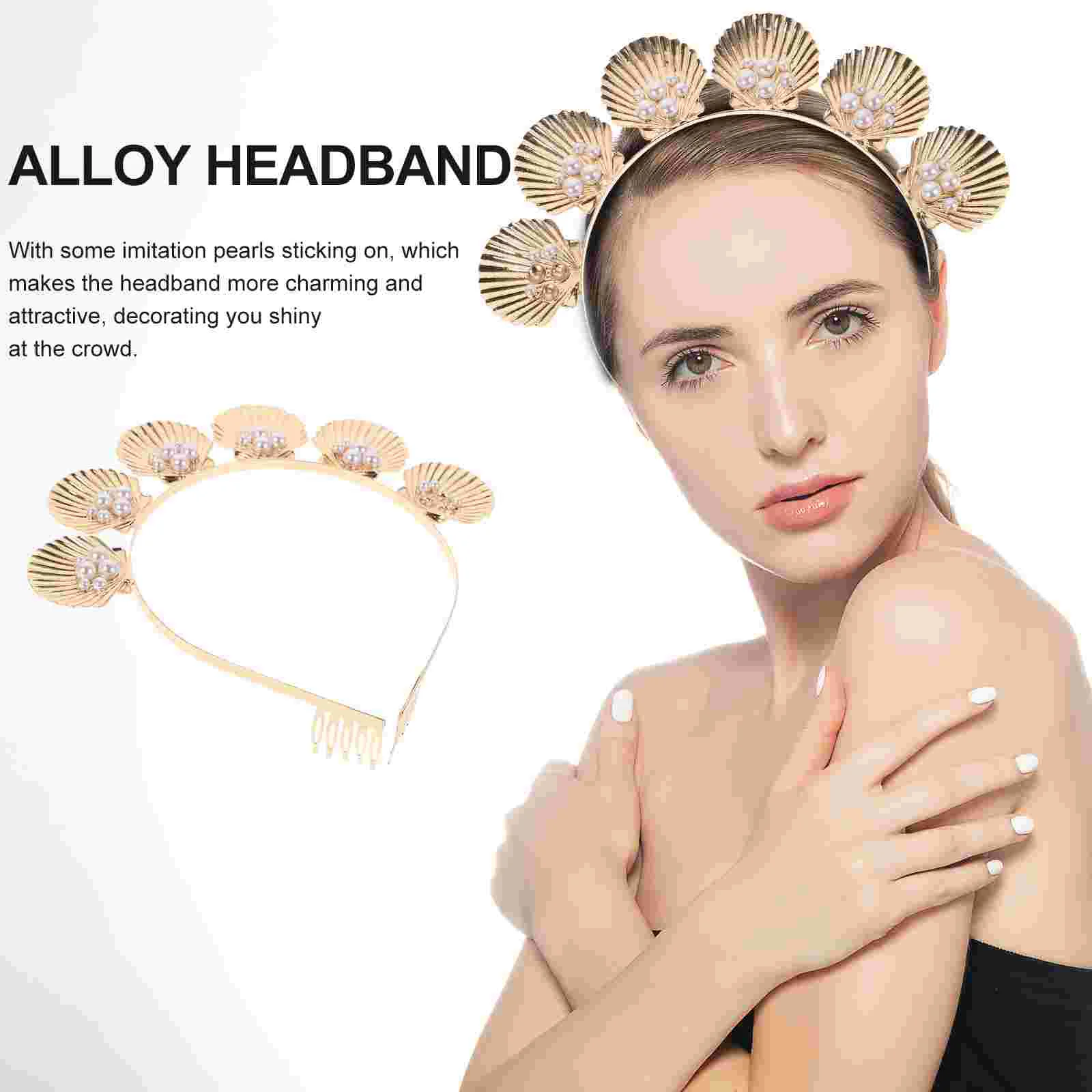 

Non-slip Hair Bands Alloy Headband Fashion Hoop Seashell Hairband Women Wedding Accessories