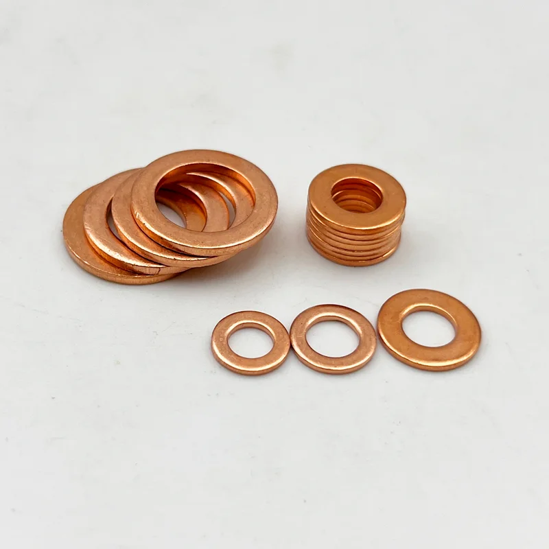 Description Picture 5 of itemBoat Red Brass Copper Washer O Ring Copper Gasket Flat Ring Seal Kit M6 M8 M10 M12 M14 M16 M18 M20 Copper Washers For Sump Plug