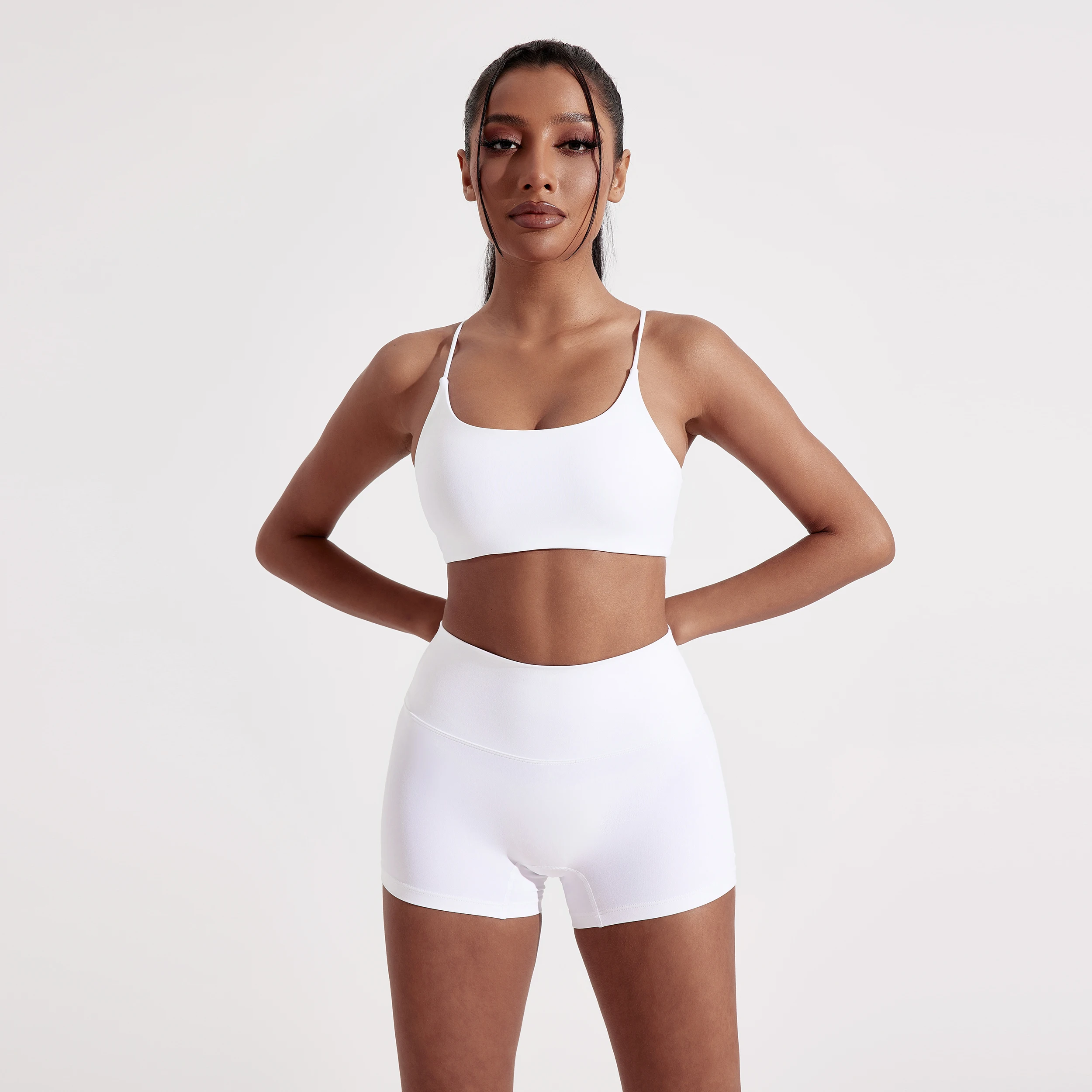 Spaghetti strap Gym Yoga Set Short Legging Cross Sport Bra Tracksuit Women Gym Suit Comprehensive Training Jogging Athletic
