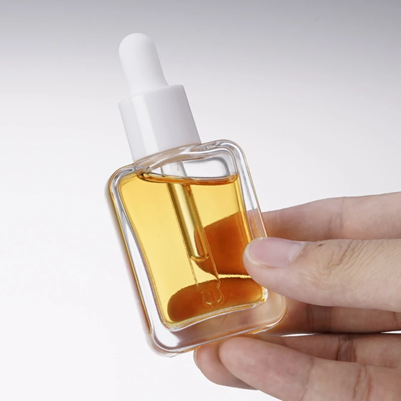 30ML Clear/Purple Glass Dropper Bottle Oblate Square Aromatherapy Liquid Essence Massage Oils Serum Pipette Refill Skincare_voghion.com