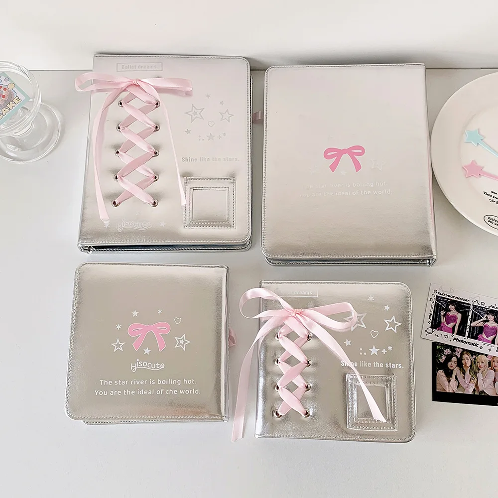 Elegant Ballet Bow Silver DIY Binder Photocard Album and Stationery Cover